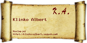Klinko Albert névjegykártya